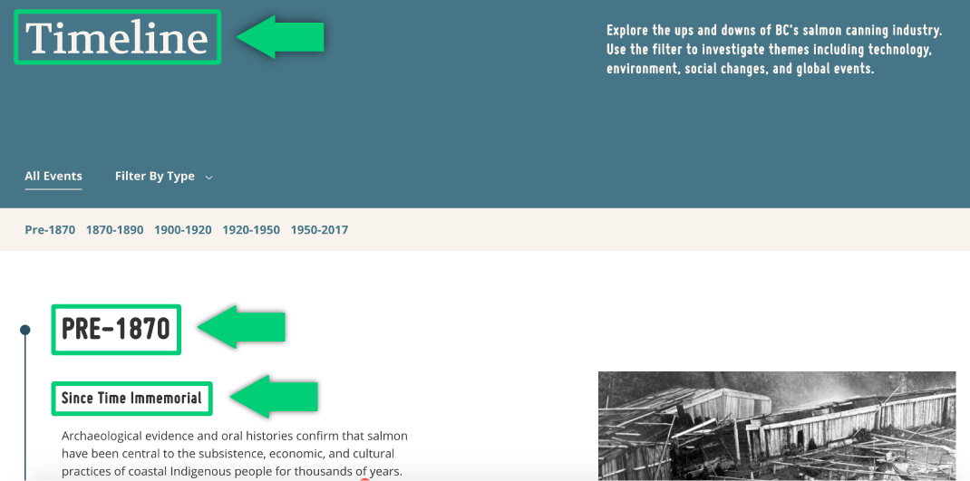 Web page capture with arrows pointing at the examples described below.