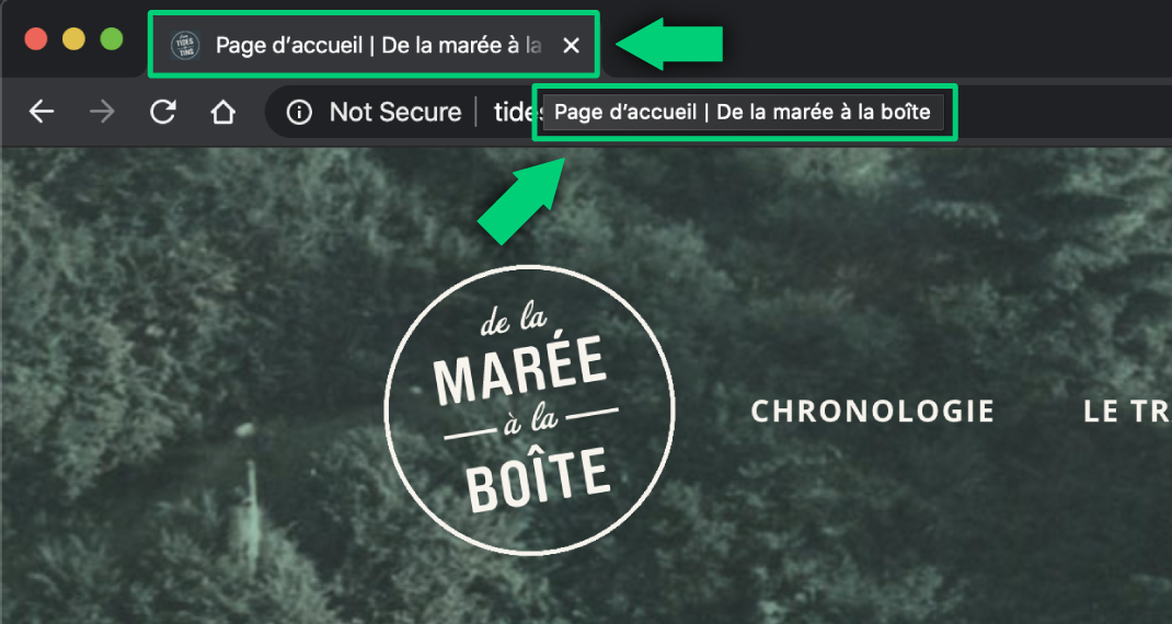 Capture d'écran avec flèche pointant vers l'exemple décrit ci-dessous.